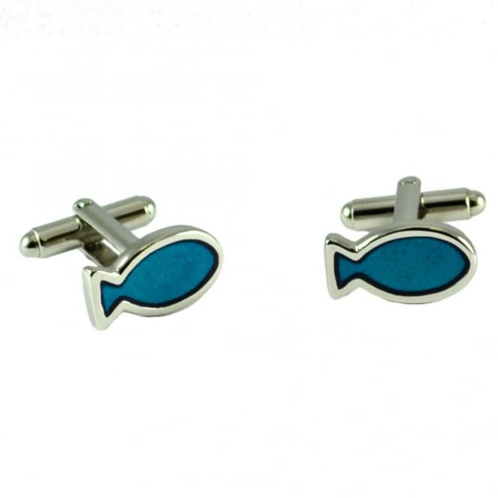 *3 FOR $9* NEW Brent Morgan Neckwear Religious Fish Wave Cufflinks Tie Clip Tin - Picture 5 of 5